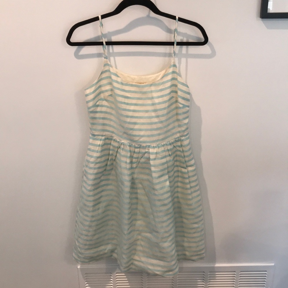 J crew factory dress, seafoam green and cream